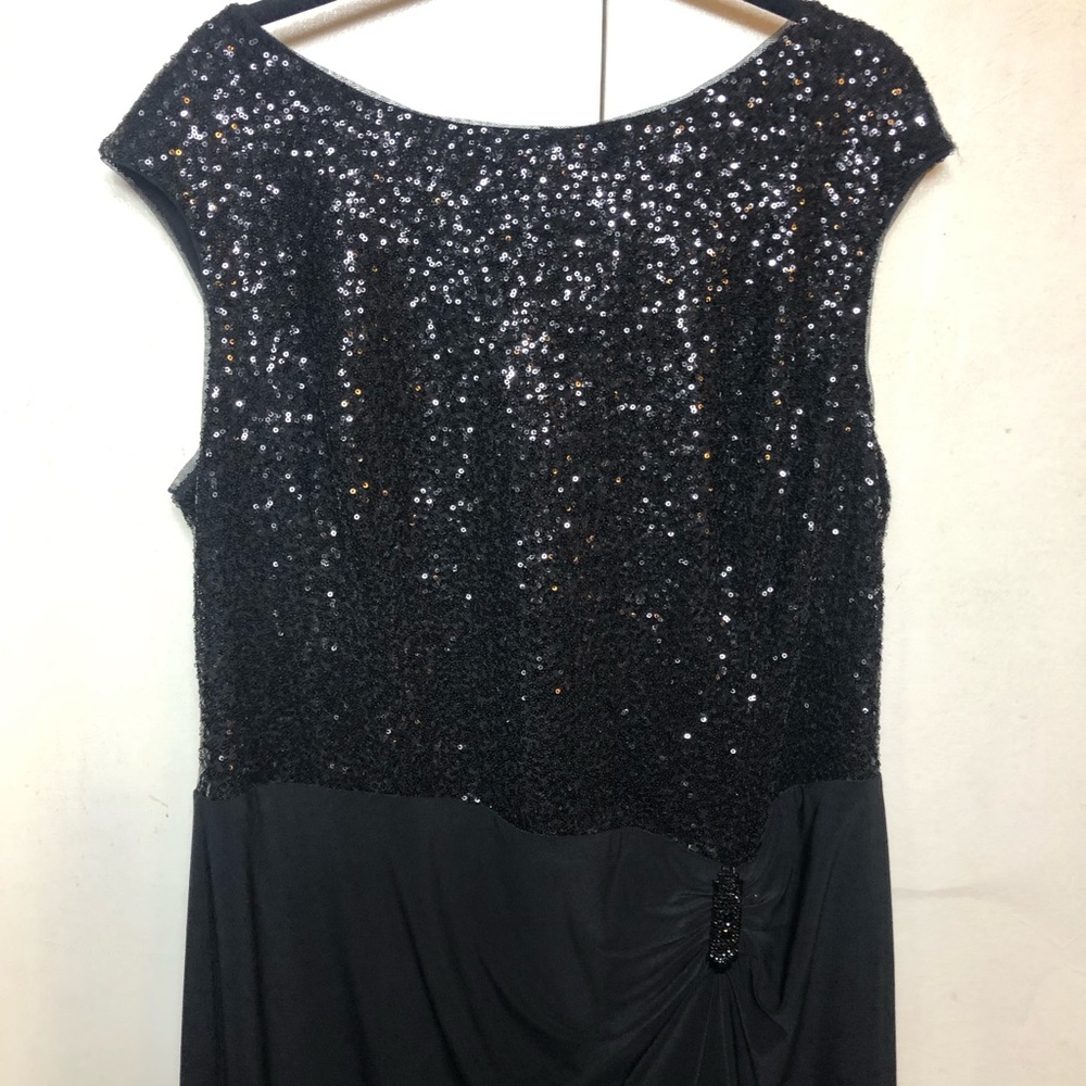 RALPH LAUREN 18W Sequin Top Cocktail Black Midi Dress EUC!